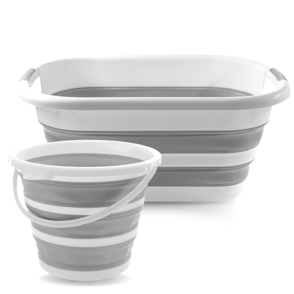 Balde Dobrável Retrátil Flexível Retangular 26L 10L Silicone em Oferta na Shopee