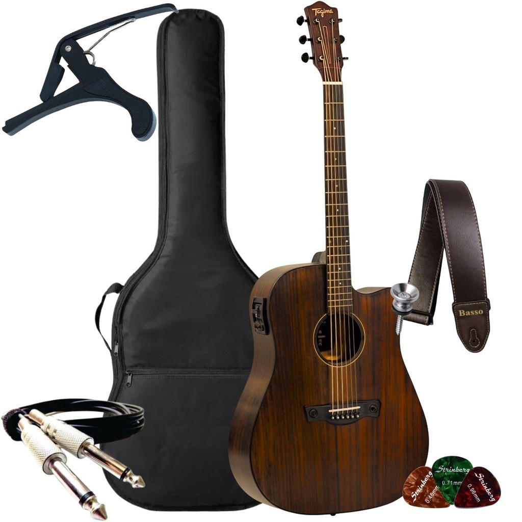 Kit Violão Tagima Kansas Elétrico Latin America Gran Reserva + Acessórios