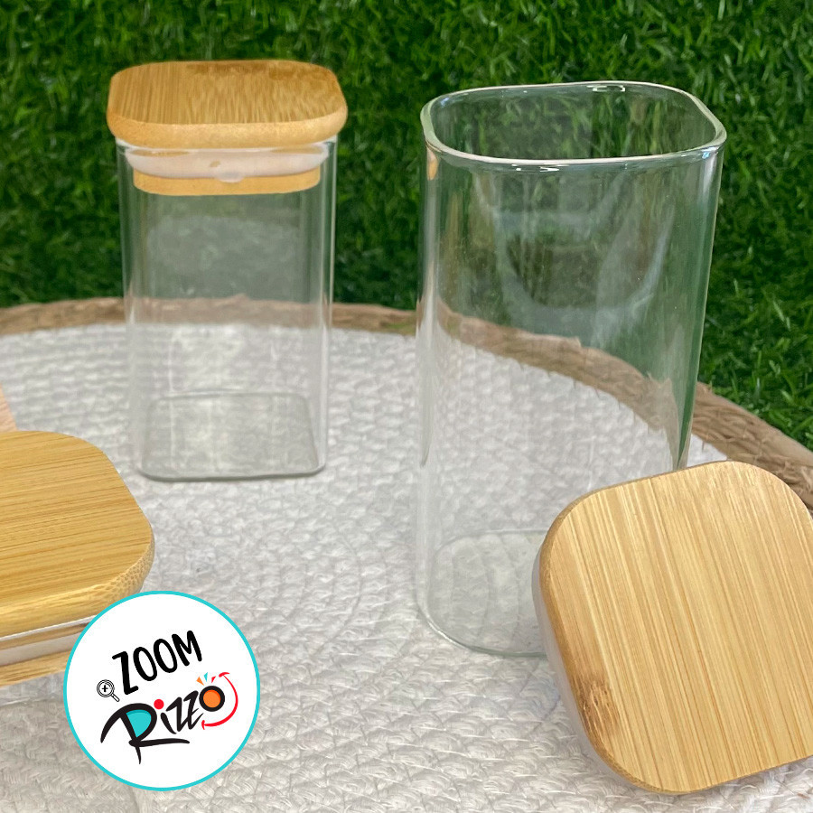 Detalhes do Pote de Vidro Hermético com Tampa de Bambu - 10x6cm - 225ml - 1 unidade - Rizzo