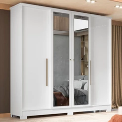 Guarda-Roupa Casal Monaco 4 Portas 2 Gavetas com Espelho