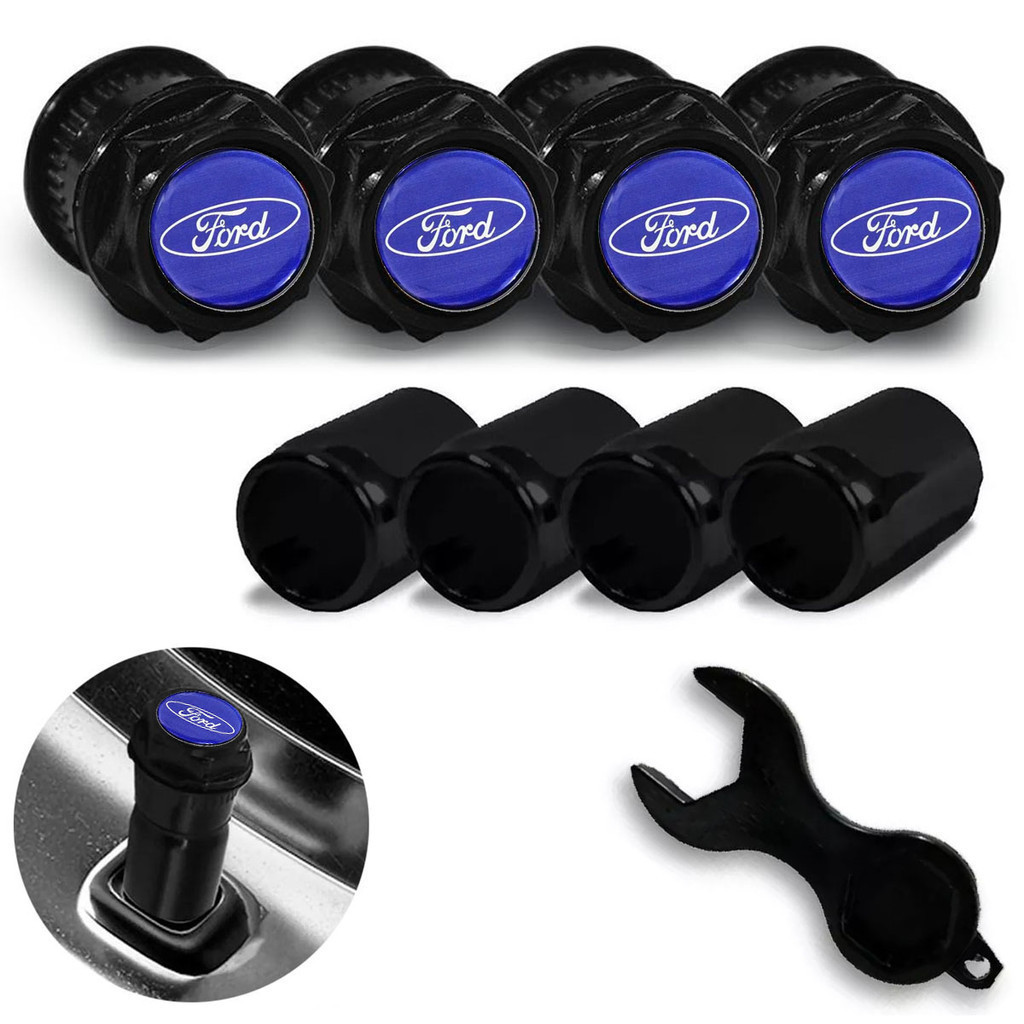 Tampa Bico Válvula  Pneu Esportivo Capa Preta Ford Fiesta Ka Courier Azul em Oferta na Shopee