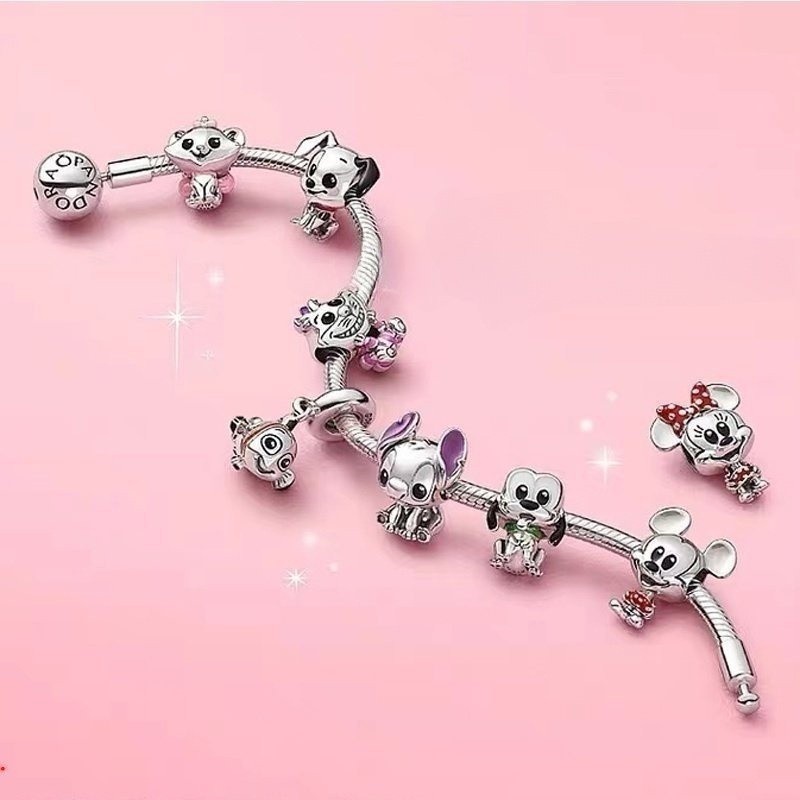 Pulseira S925 Prata Banhado Pingente Terra Plano Estrela Cachorrinho Pingente