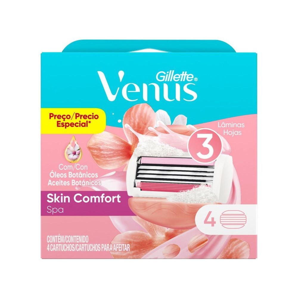 Carga para Aparelho de Depilação Feminino - Gillette Vênus Spa Skin Comfort 4 Unidades