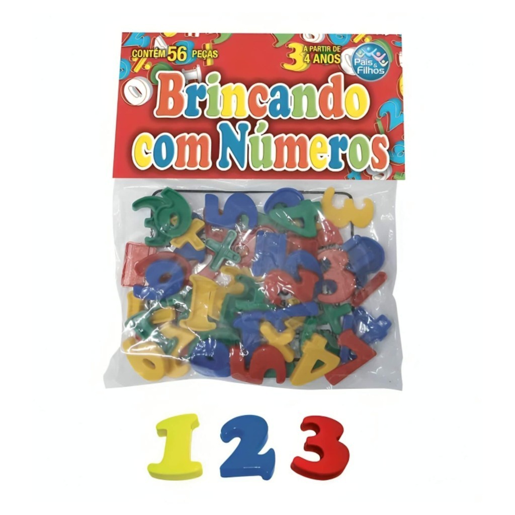 Jogo Didático Brincando com Números 56 Peças Pais e Filhos - 4743-1 em Oferta na Shopee