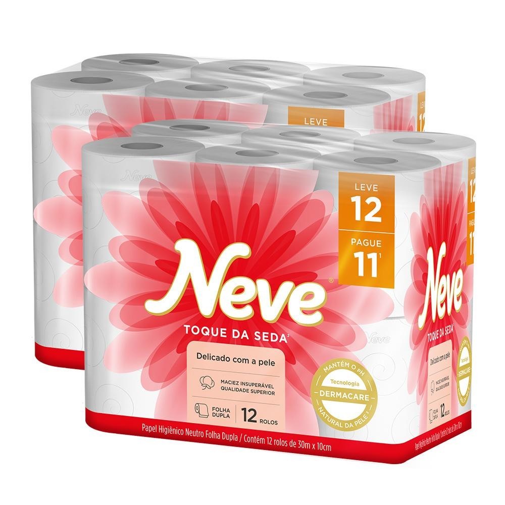 Kit 2 Papel Higiênico Neve Toque de Seda Folha Dupla 12un cada - Home & Living