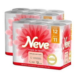 Kit 2 Papel Higiênico Neve Toque de Seda Folha Dupla 12un cada