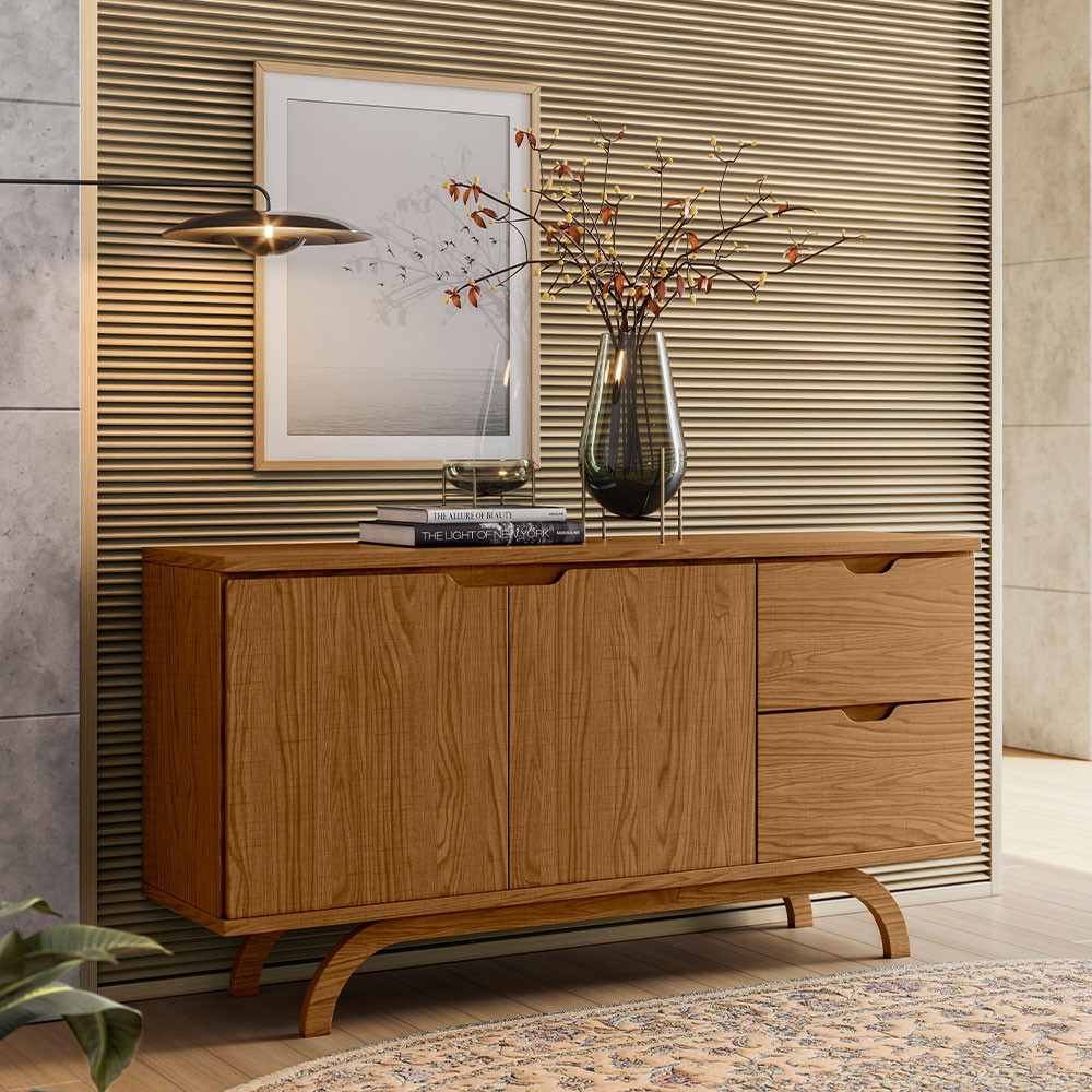 Aparador Buffet Para Sala de Jantar 2 Portas 2 Gavetas Vicky N01 Ypê - Lyam Decor