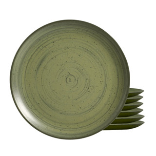Jogo De Pratos Raso Cerâmica Kit 6 Peças 29cm Kya Olive Alleanza Rustico em Oferta na Shopee