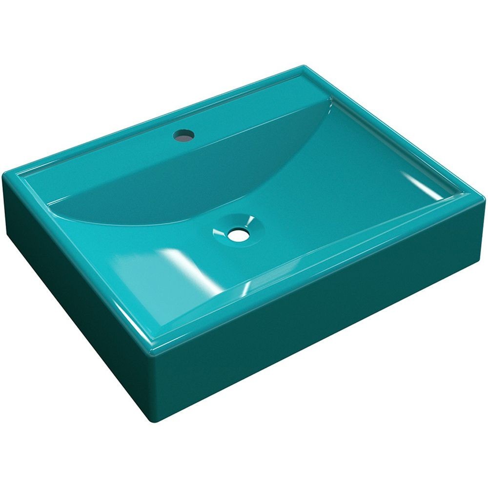 Cuba de Apoio Retangular C01 Para Banheiro RT49 Azul Turquesa - Lyam Decor - Home & Living