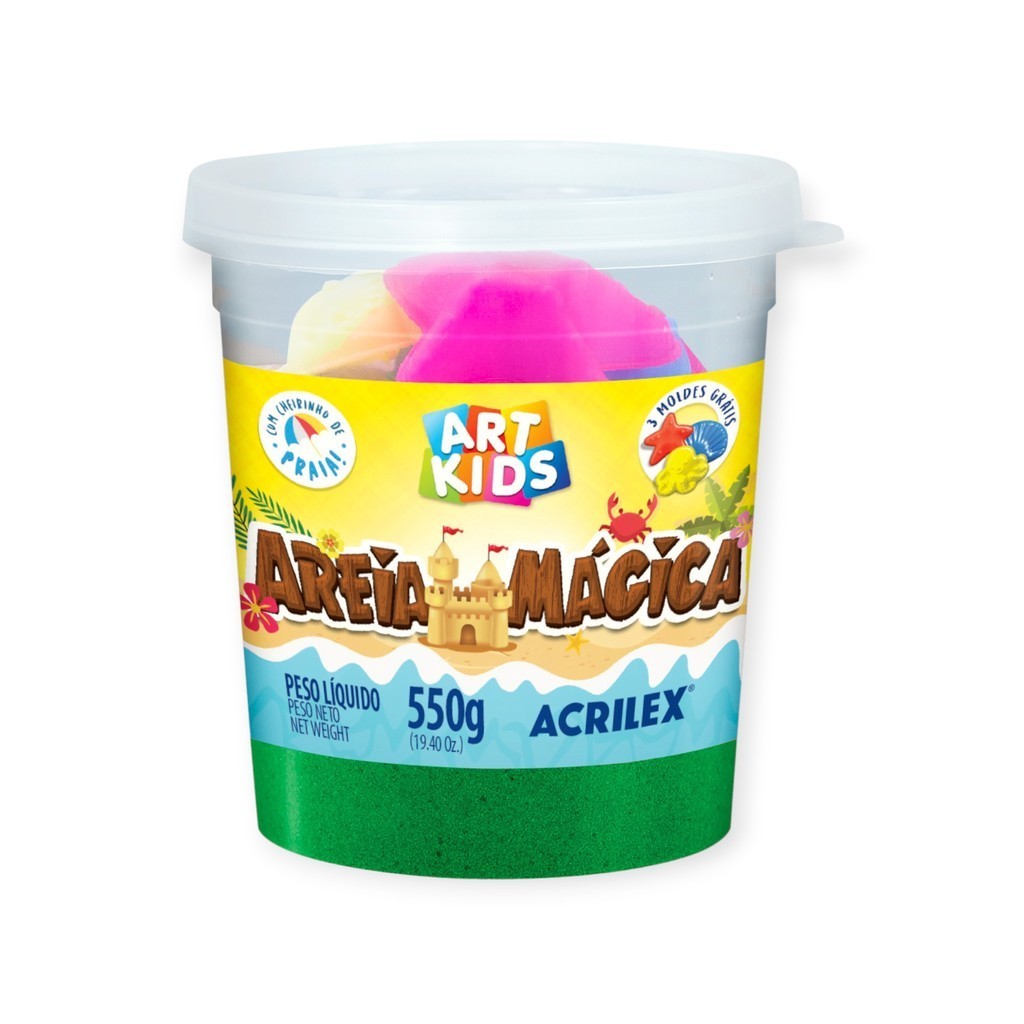 Areia Magica Verde 550g Acrilex Art kids