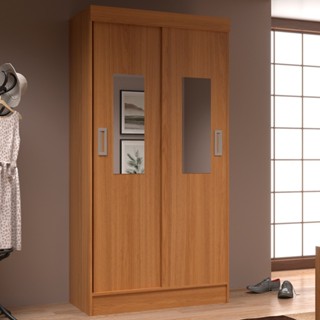 Guarda-Roupa Solteiro Berlim 2 Portas com Espelho Cinamomo - Evidencia Móveis em Oferta na Shopee