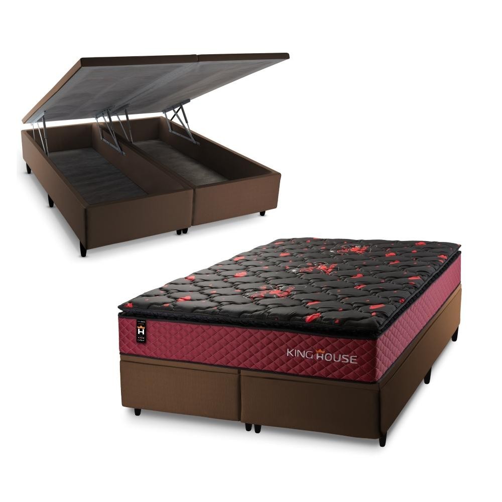 Conjunto Box Baú Toronto Preto 158x198x73 c/ Molas Ensacadas em Oferta na Shopee