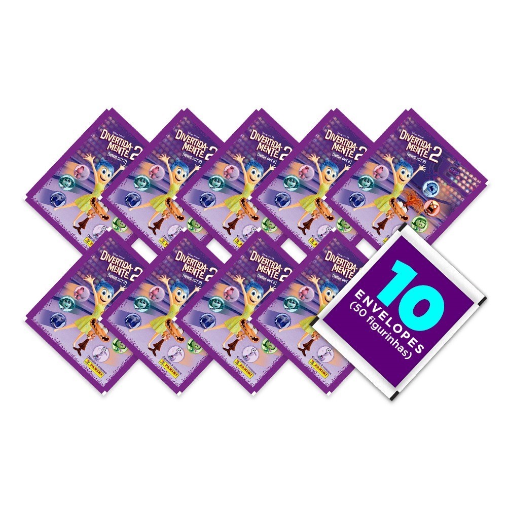 Divertida Mente 2 - Contém 10 Envelopes (50 Figurinhas) - Divertidamente Disney Pixar Oficial Panini