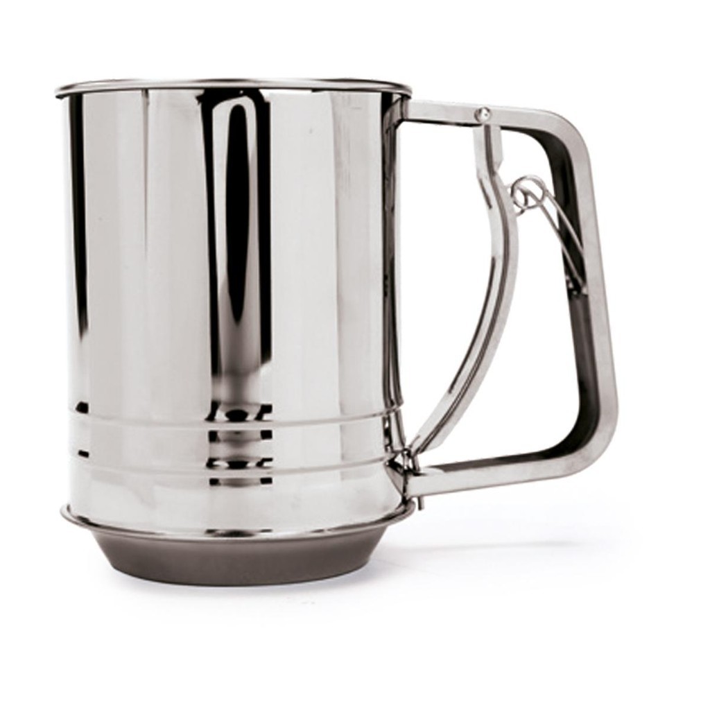 Polvilhador Peneira Com Camada Dupla e Gatilho até 350g para Receitas de Confeitaria Bolos e Doces