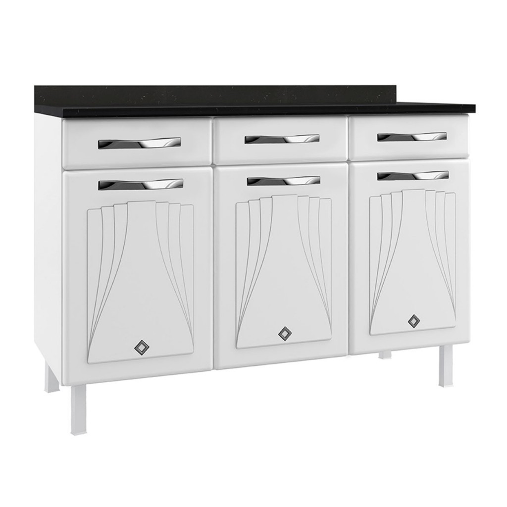 Balcão de Cozinha em Aço Star New 3 Portas 3 Gavetas em Oferta na Shopee