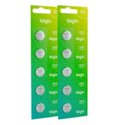 10 Baterias Pilha Moeda Cr1620 2 Cartelas 3v Relógio Elgin