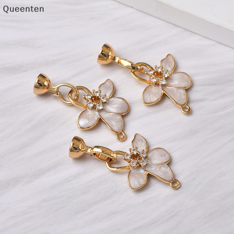 Queenten Gold Plated Flower Connector Fasteners Fecho De Fechadura De Acessórios Para O Trabalho De Bricolagem Feminina Jóias De Contas QT