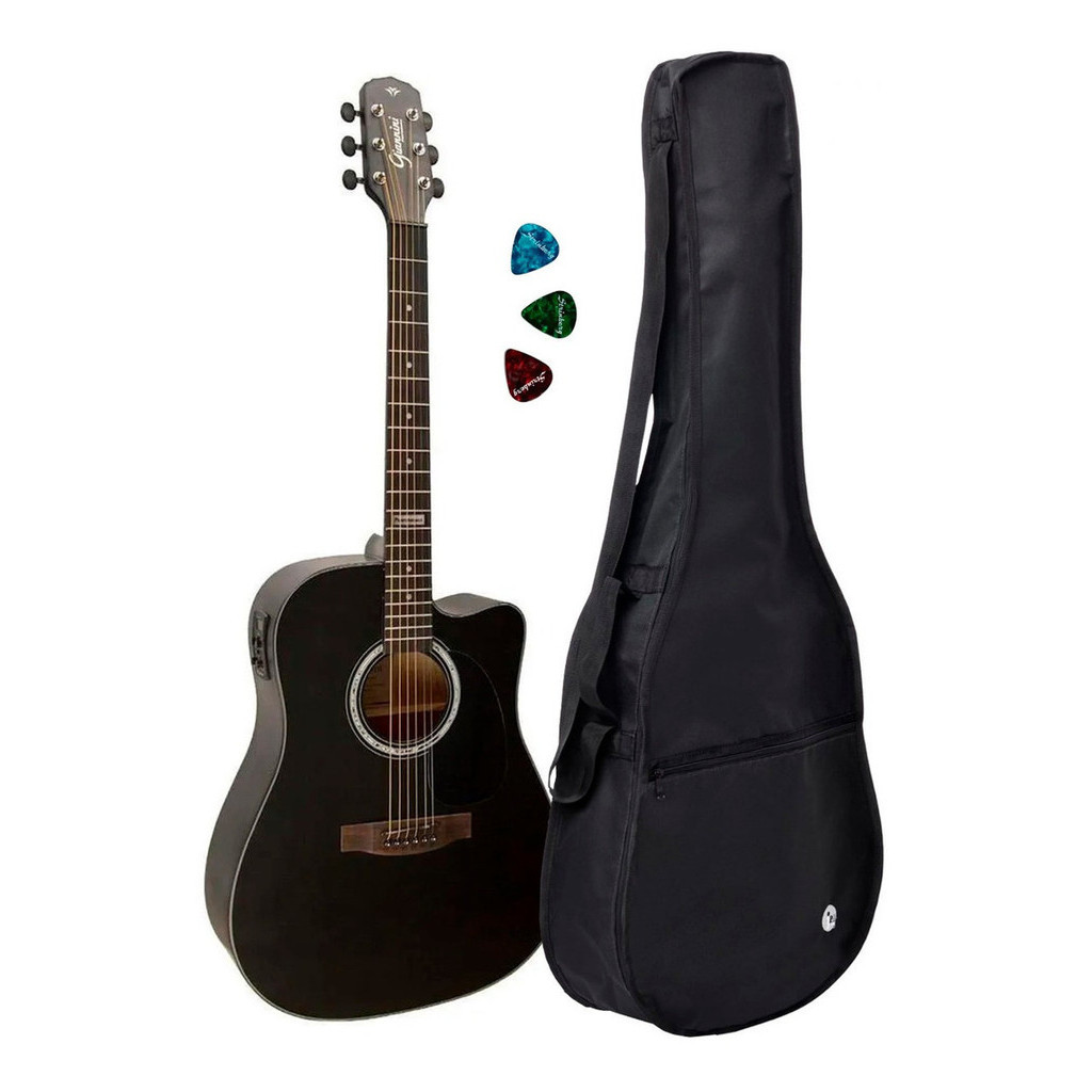 Violão Folk Giannini Gf1d Satin Black Cutway+ Capa Reforçada