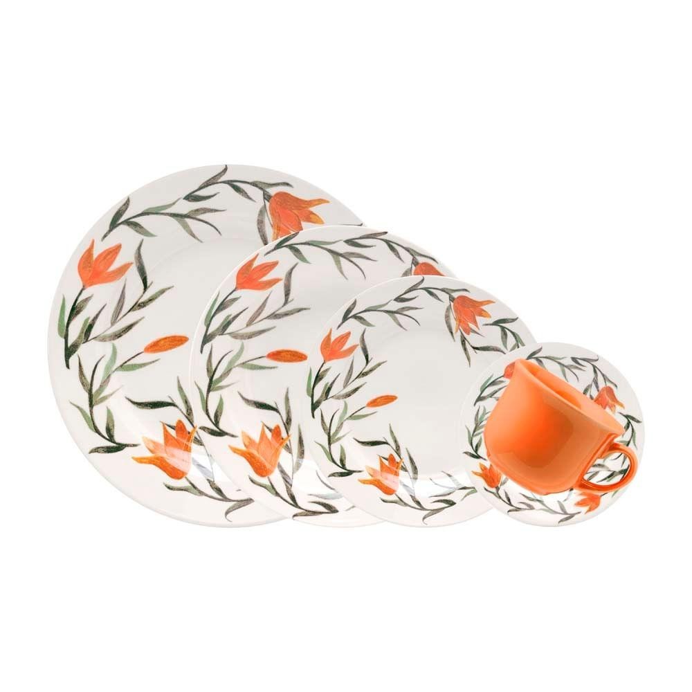 Aparelho De Jantar E Chá 30 Peças Biona Donna Lírios em Oferta na Shopee