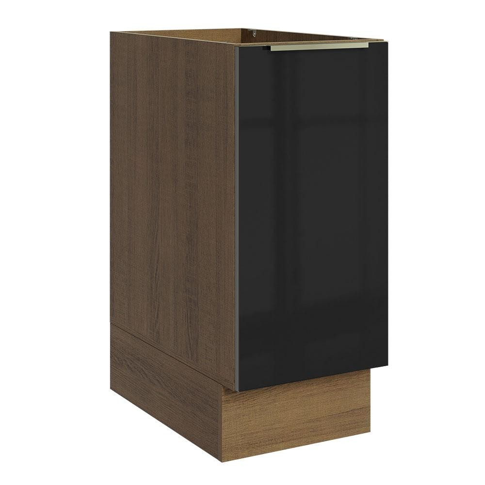 Balcão Madesa Lux 35 cm 1 Porta - Rustic/Preto - Home & Living
