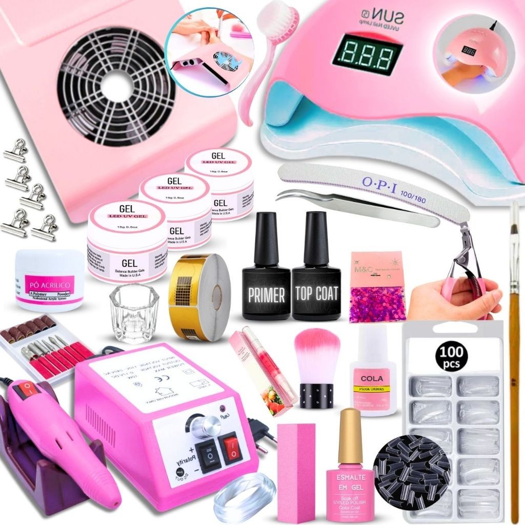 Kit Alongamento de Unha de Gel Completo Cabine Sun Lixadeira Mercedes Coletor de Pó - Envio Imediato em Oferta na Shopee
