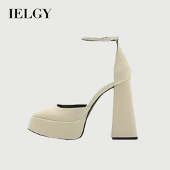 IELGY Mary Jane Salto Alto Grosso Para Mulheres , Nova Plataforma Impermeável Estilo Fada , Sapatos Com Fivela Quadrada
