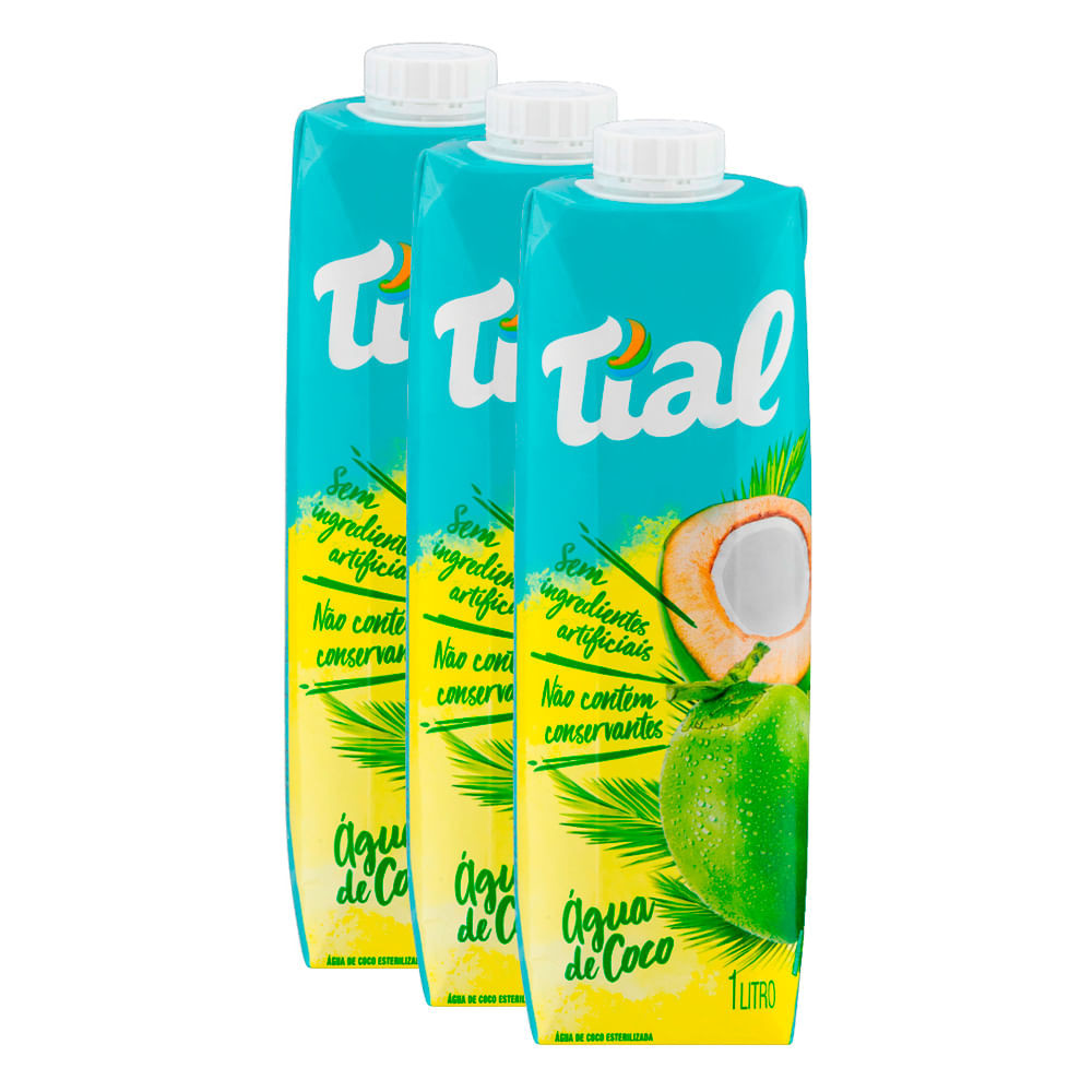 Kit 3 Água de Coco Tial Esterilizada 1 Litro