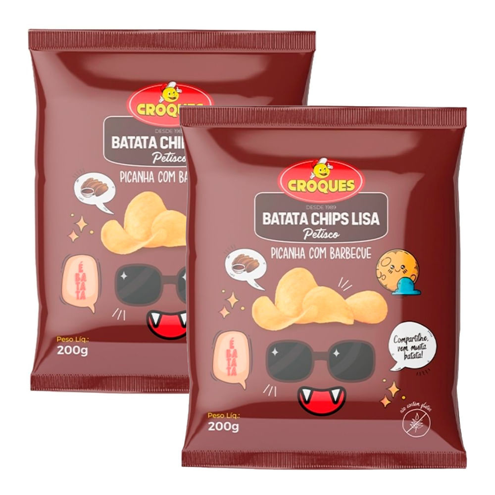 Kit 2 Batata Petisco Croques Picanha Com Barbecue 200g - Food & Beverages