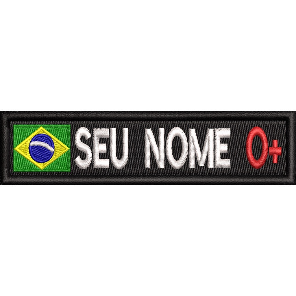 Patch bordado tarjeta tarja nome e tipo sanguineo militar airsoft tam. 10x2,5 p/ jeans camiseta