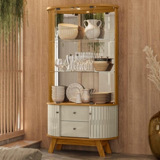 Cristaleira de Vidro Com LED Eva 90cm Z10 Cumaru/Opala - Mpozenato em Oferta na Shopee