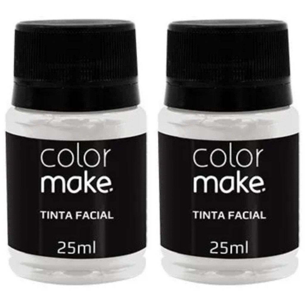 Kit Tinta Liquida Facial Colormake 25ml C/ 2 (branco) - ENVIO IMEDIATO FESTA MAQUIAGEM ARTISTICA