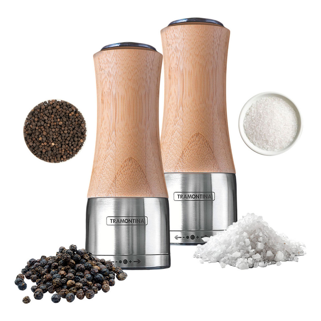 Jogo De Moedor Tramontina Sal E Pimenta Bambú E Aço Inox 2pç em Oferta na Shopee