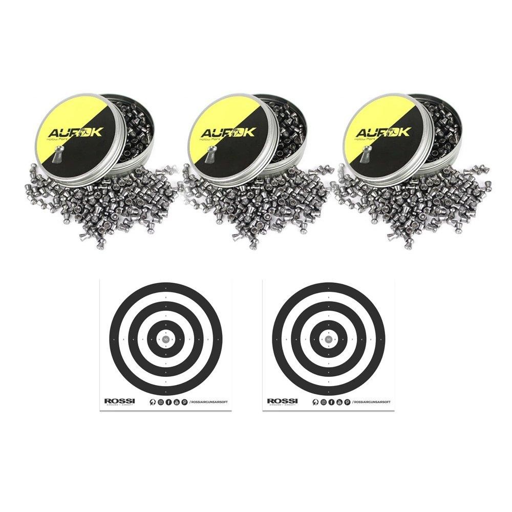 Kit 3 latas Chumbinho Aurok Hollow Point 5,5mm + Alvos