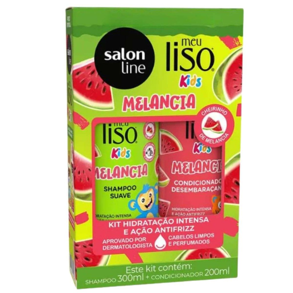 Kit Shampoo + Cond Salon Line Meu Liso Melancia Focado Em Hidratação Profunda E Brilho, Ideal Para Cabelos Lisos.