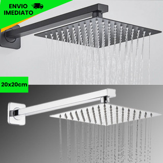 Ducha Chuveiro Inox Luxo Furos de Silicone Com Braço 40CM Designer Slim Fino Moderno