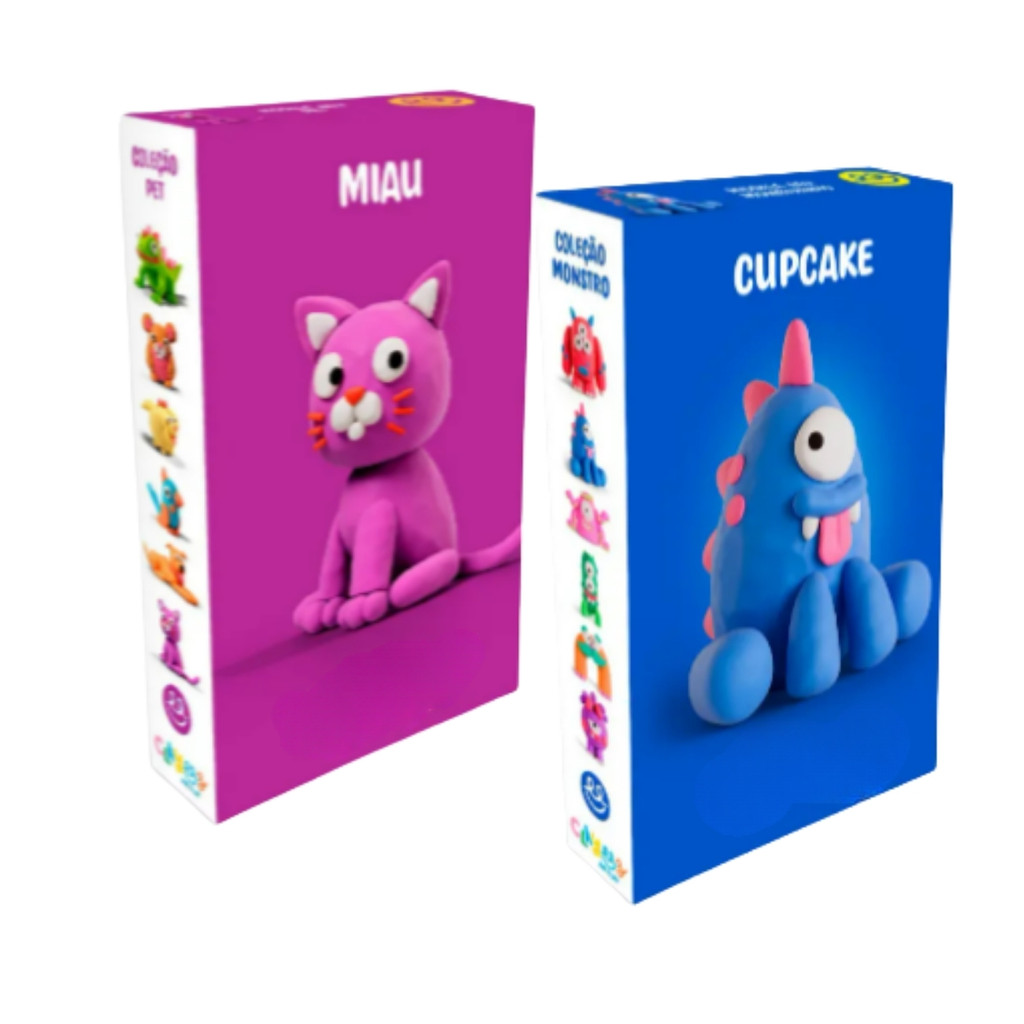 Massa 4em1 Clay Air Modela Pula e Molda Personagens Pet e Monstro Colecionável