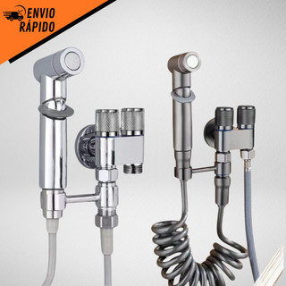 Ducha Higiênica Para Banheiro Lavatório Registro Duplo Chumbo/Cromada Inox ABS KIT DUCHA + REGISTRO DUPLO