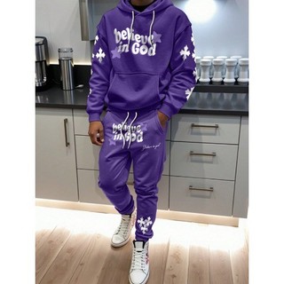 Conjunto de Moletom e Calça  com Estampa de Slogan Masculino moda outono /inverno ideal presentear dia dos namorados
