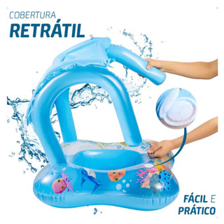 Boia Infantil Inflável com Cobertura Solar Brinquedo de Piscina com Assento Flutuador Seguro e Confortável em Oferta na Shopee