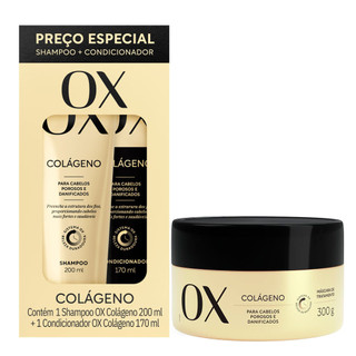 Kit Ox Shampoo 200ml e Condicionador Colágeno 170ml Mais Máscara Ox Colágeno 300g em Oferta na Shopee