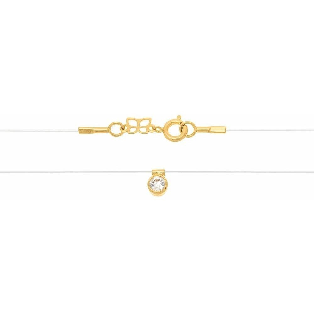Detalhes do Gargantilha Fio Nylon Ponto De Luz 42 Cm Rommanel 531837