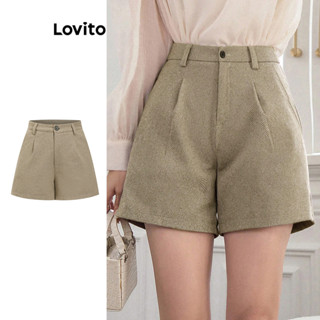 Lovito Casual Shorts de Material de Lã com Bolsos para Mulheres L76AD105