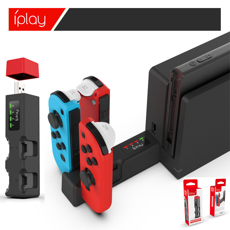 Portátil Mini Hub USB Carregador Sem Fio Quatro Estação Base De Carregamento Titular Para Nintendo Switch Joycon NS Cont