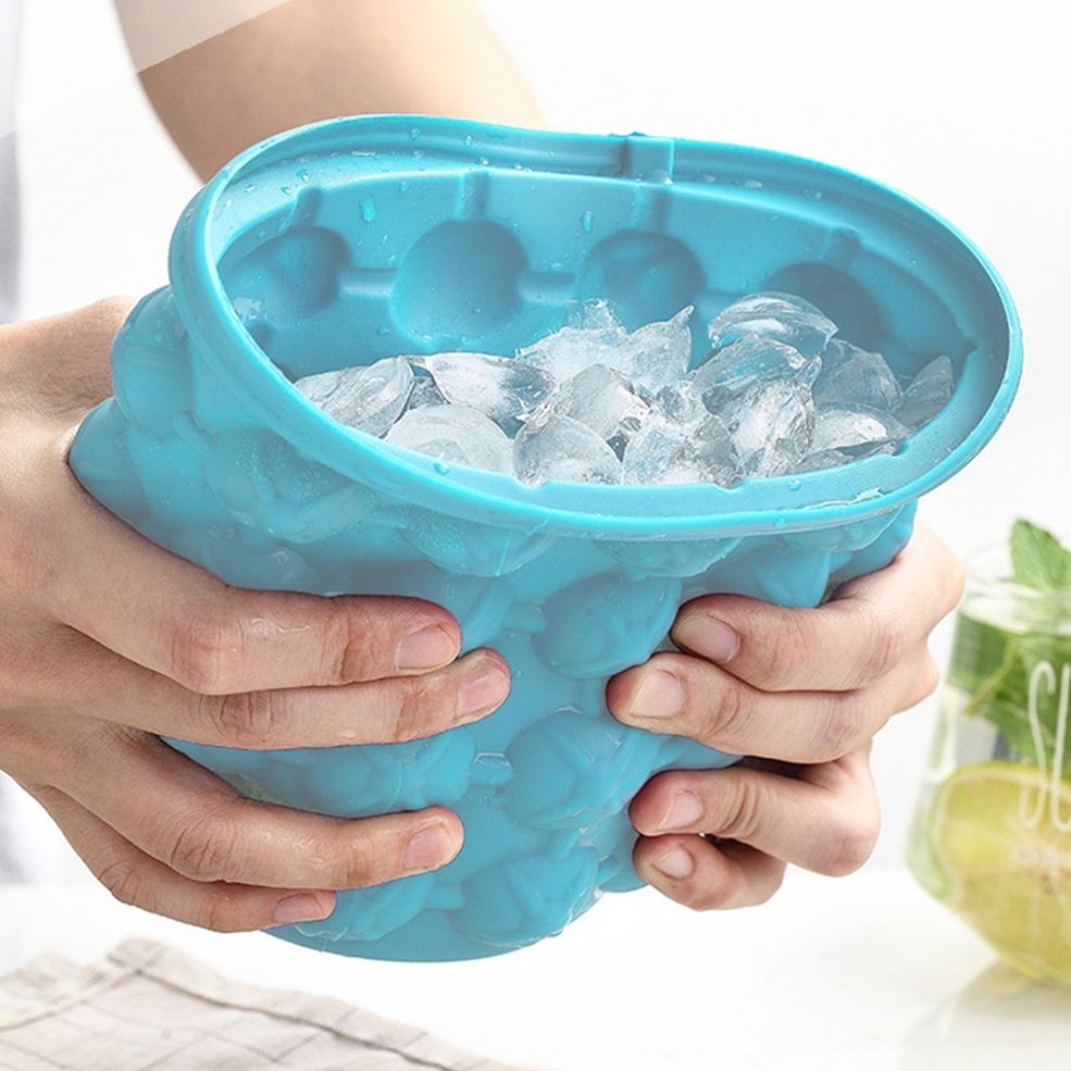 Balde forma de gelo silicone Ice Genie Cabe até 120 cubos Super Compacto Poupa Espaço