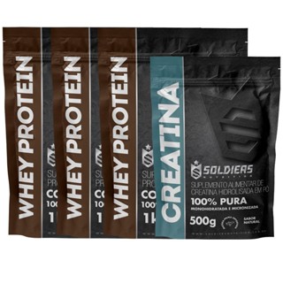Kit: Whey Protein Concentrado 3Kg + Creatina Monohidratada 500g - 100% Importado - Soldiers Nutrition