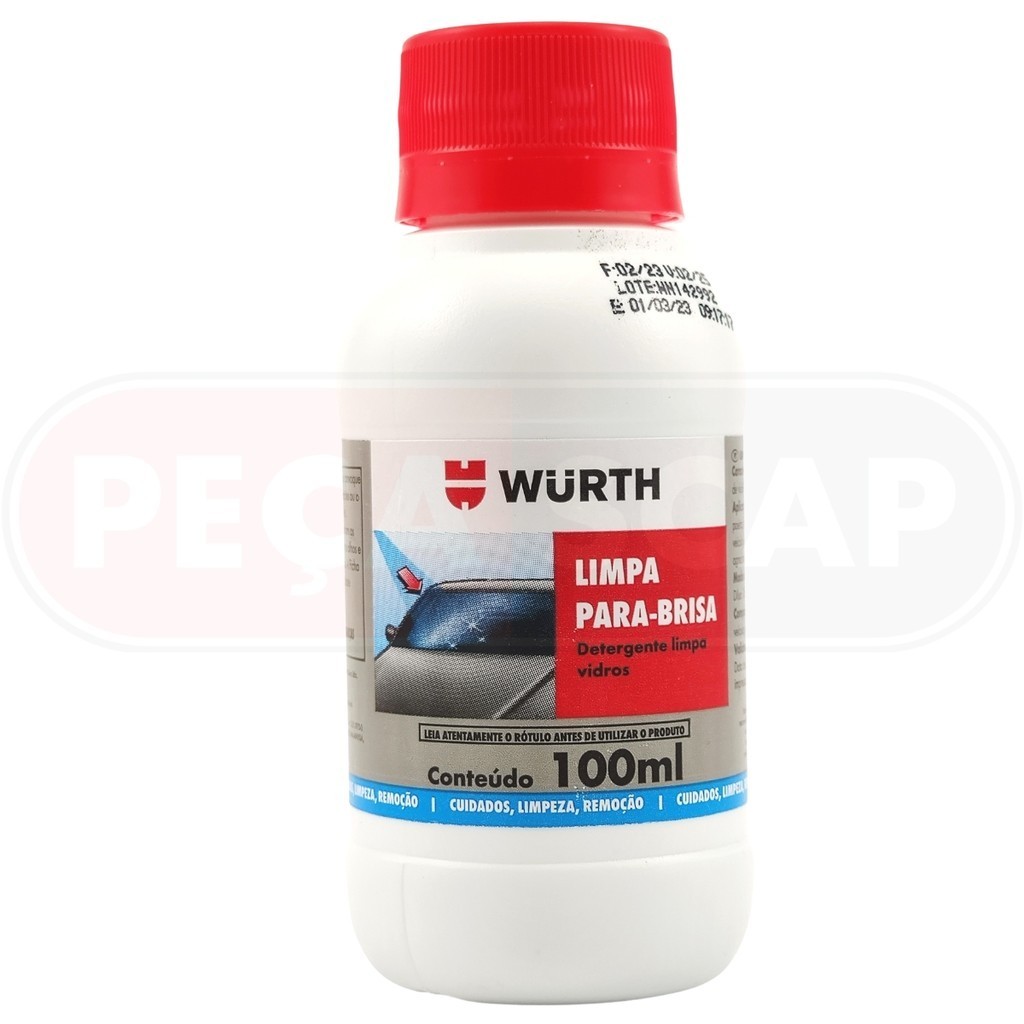 Limpa Para-Brisa 100ml Wurth  Fluido Liquido Limpa Vidros P/ Melhor Visibilidade