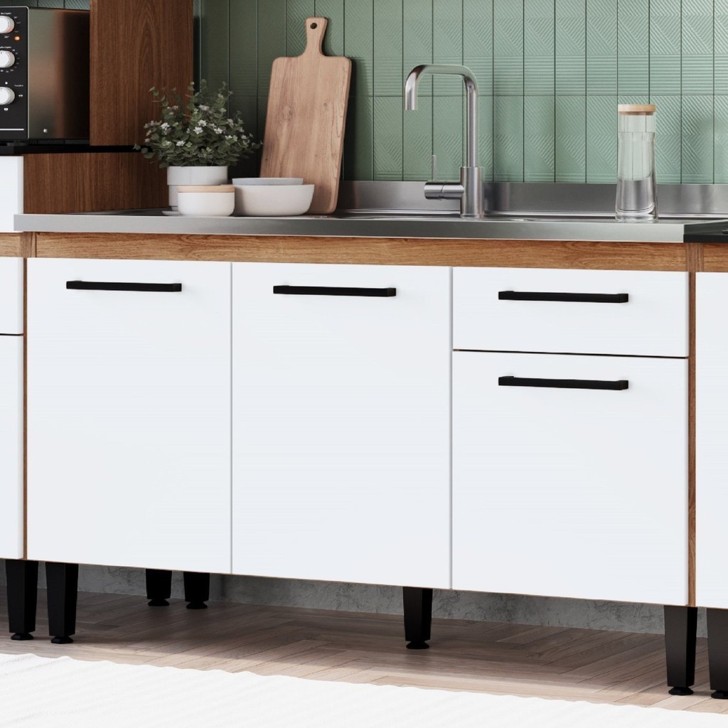 Balcão de Cozinha para Pia 3 Portas 1 Gaveta Giovanna em Oferta na Shopee