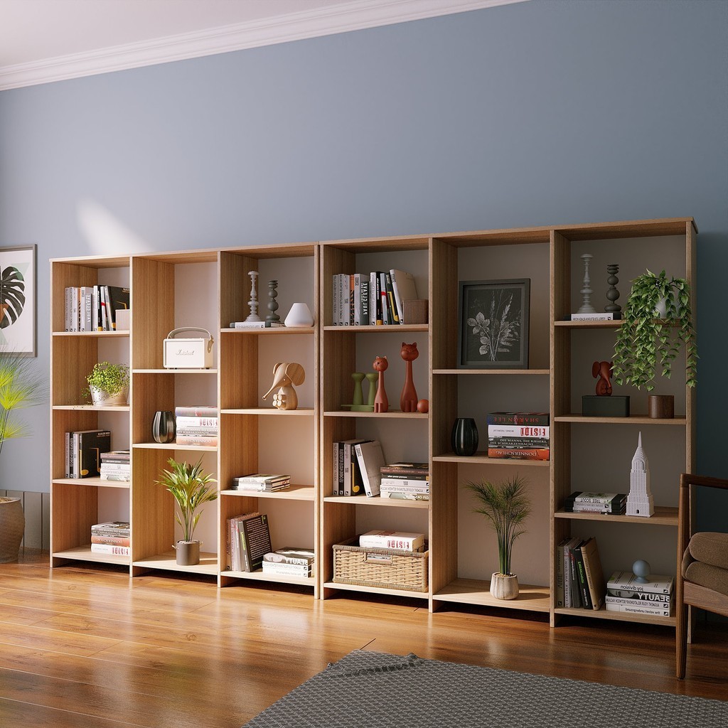 Kit 2 Estantes para Livros Baixa 7 Prateleiras 137,5cmx272cm London Yescasa Amadeirado Montana - Home & Living