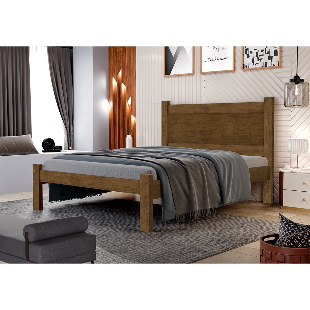 Cama Casal em Mdf Prisma Jequitiba/Off White em Oferta na Shopee