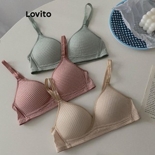 Lovito Bralette básico xadrez casual para mulheres LNL54034